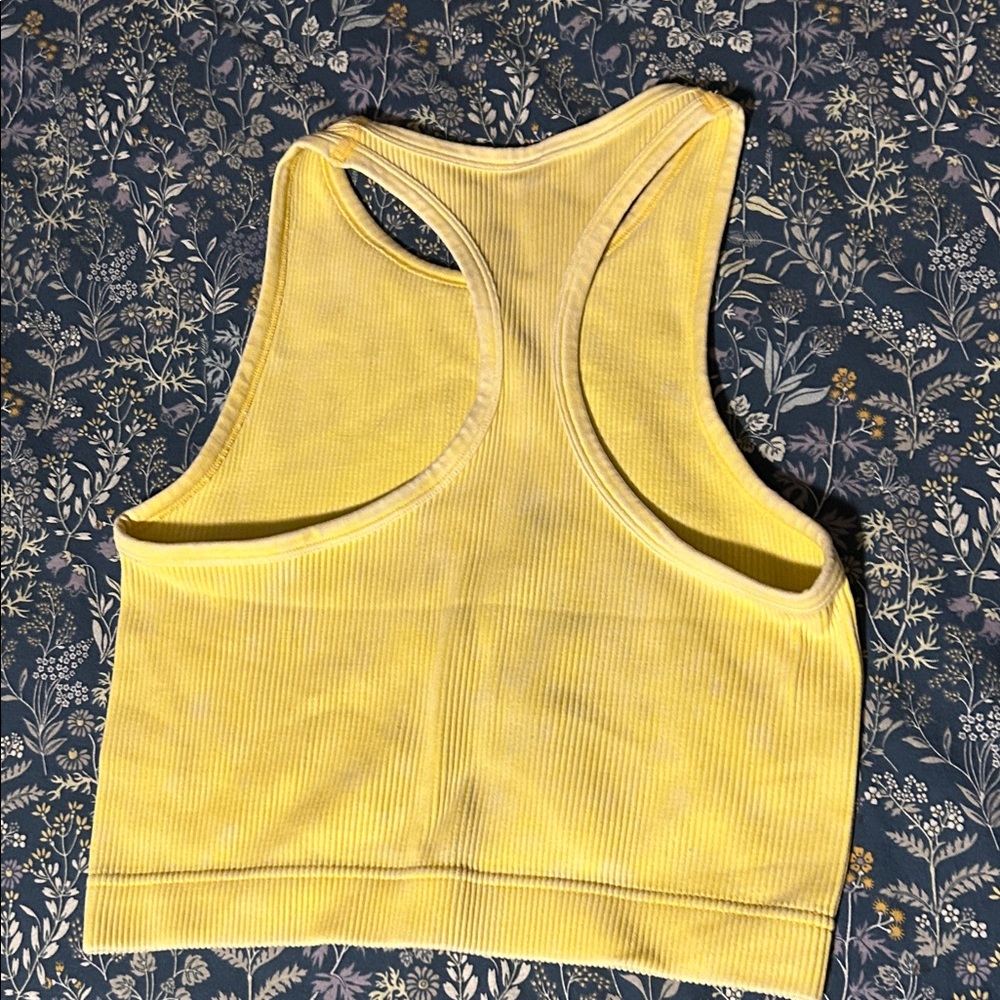 Yellow Ribbed Women's Top - Picture 2 of 3